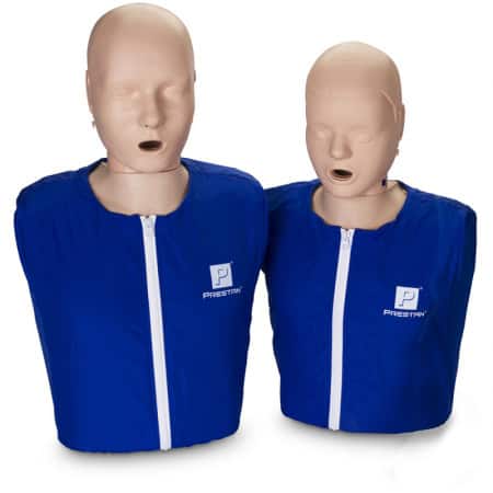 Prestan kleding, een jas voor de prestan reanimatiepop geschikt voor de Prestan volwassene reanimatiepop en de Prestan kind reanimatie pop.